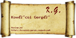 Kovácsi Gergő névjegykártya